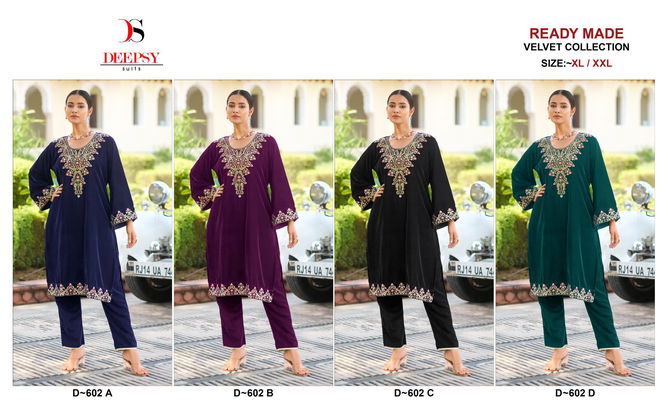 D 602 A To D By Deepsy Winter Wear Velvet Pakistani Top With Bottom Wholesale Online